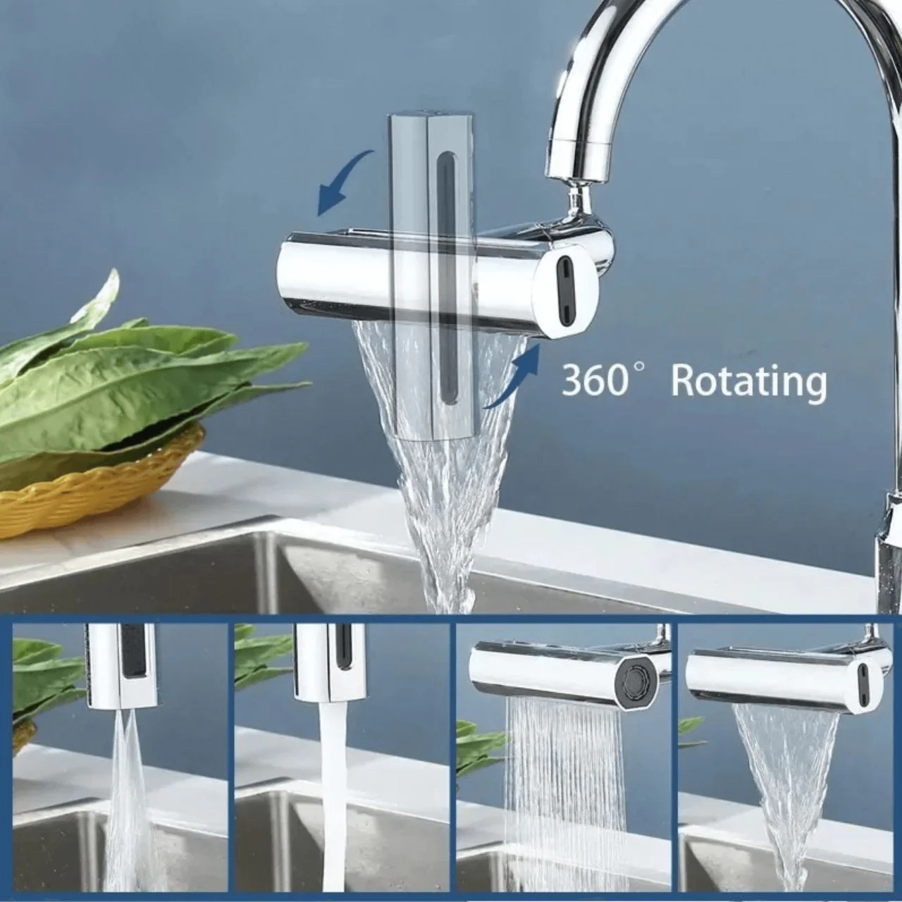 4u1 Rotirajući nastavak za slavinu - Univerzalni multifunkcionalni dodatak za kuhinju i kupatilo