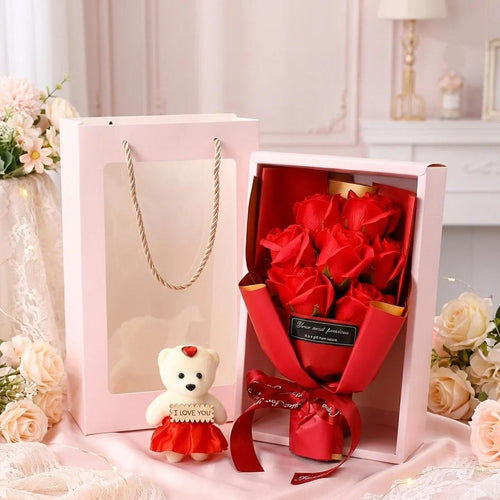 LUX Poklon Set – Buket Ruža i Meda – Poklon Koji Oduševljava!