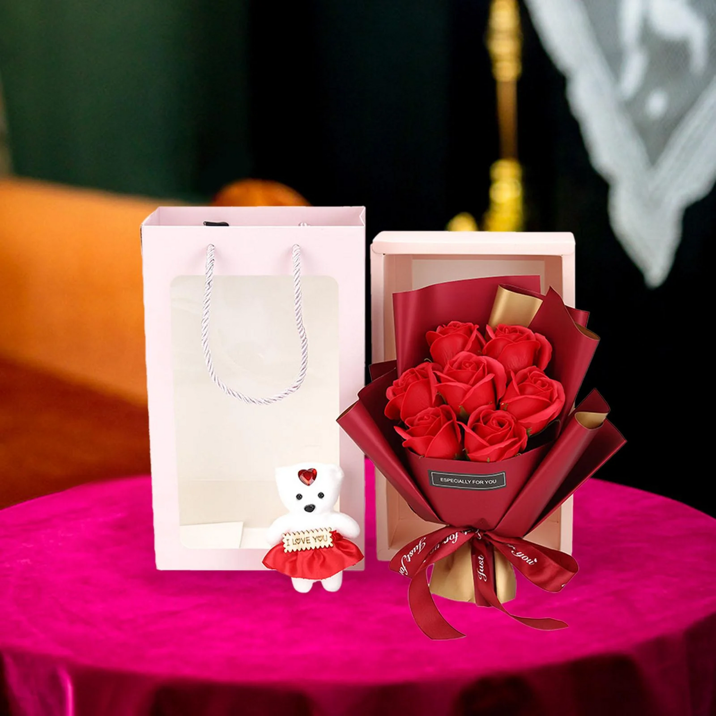LUX Poklon Set – Buket Ruža i Meda – Poklon Koji Oduševljava!