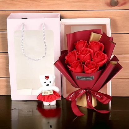 LUX Poklon Set – Buket Ruža i Meda – Poklon Koji Oduševljava!